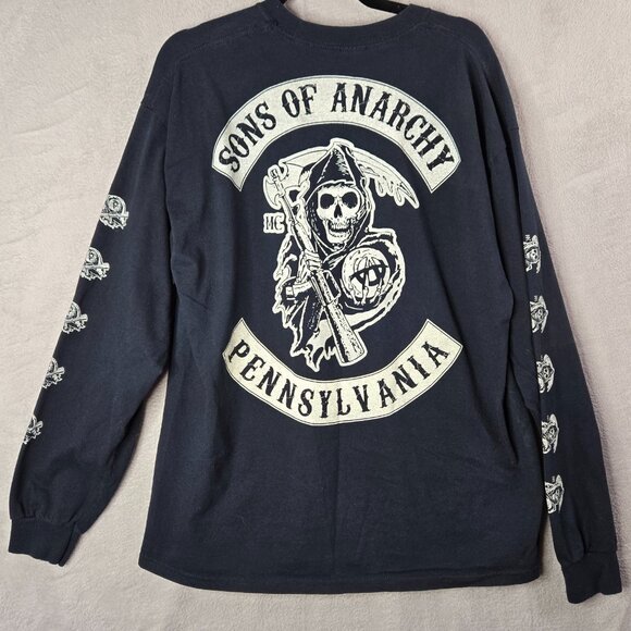Sons of Anarchy XL Men's Long Sleeve tshirt Crew Neck Gilden Motorcycle Skull - Picture 8 of 8